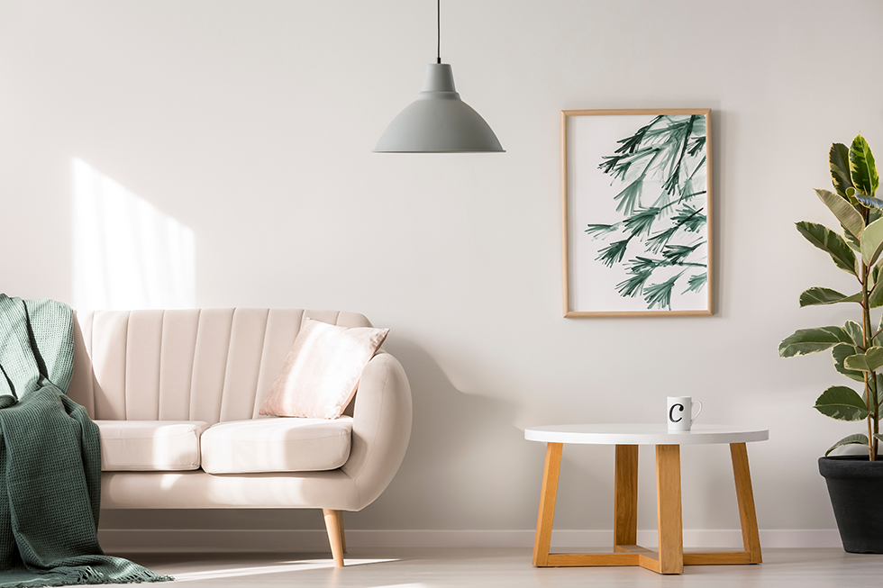 well lit living room