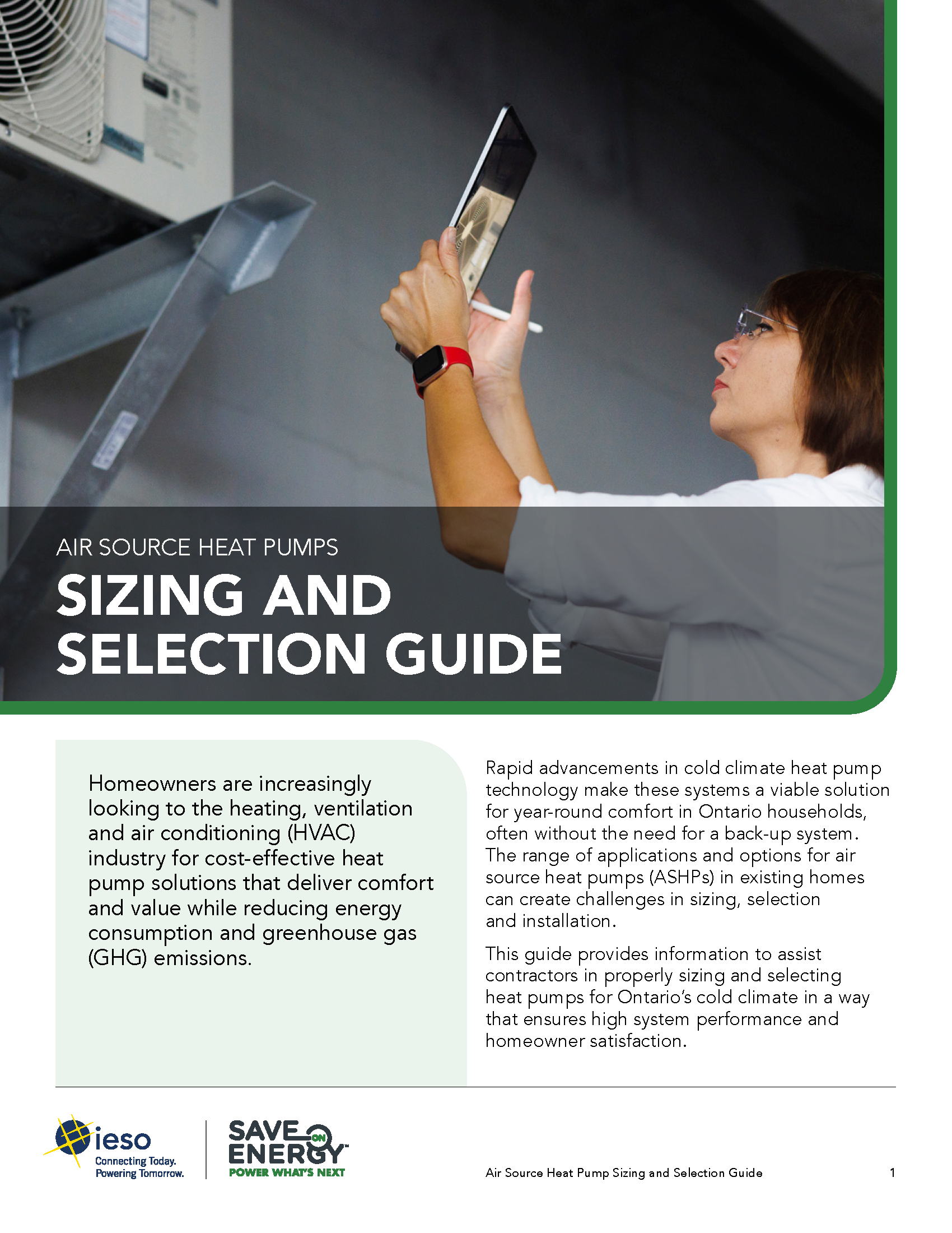 Air Source Heat Pumps Sizing and Selection guide cover